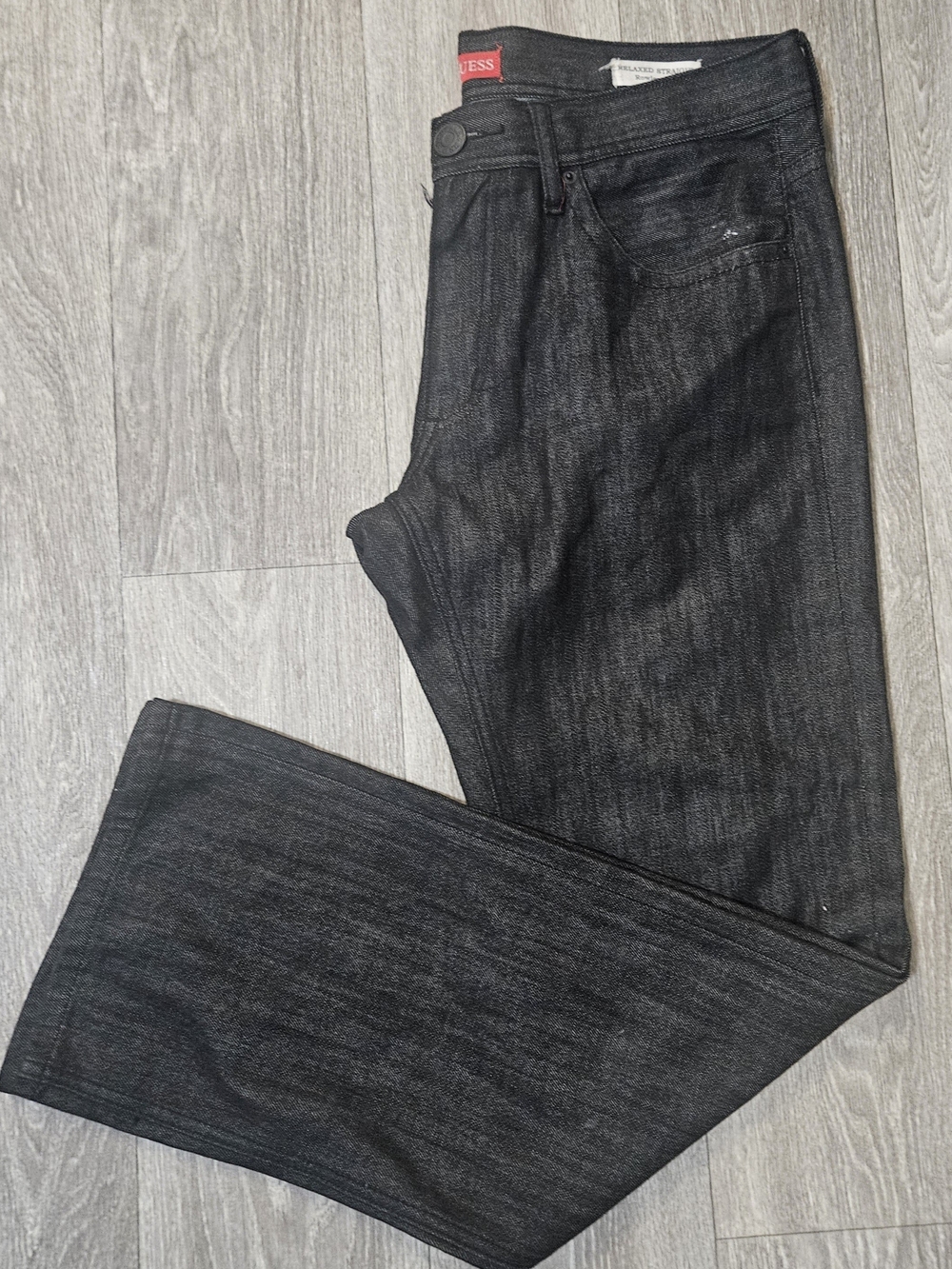 Guess Men's Dark Black Straight Jeans